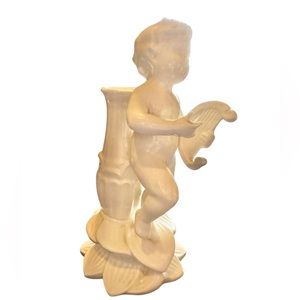 Vintage UCAGCO Ceramic Japan Cherub with Harp Bud Vase